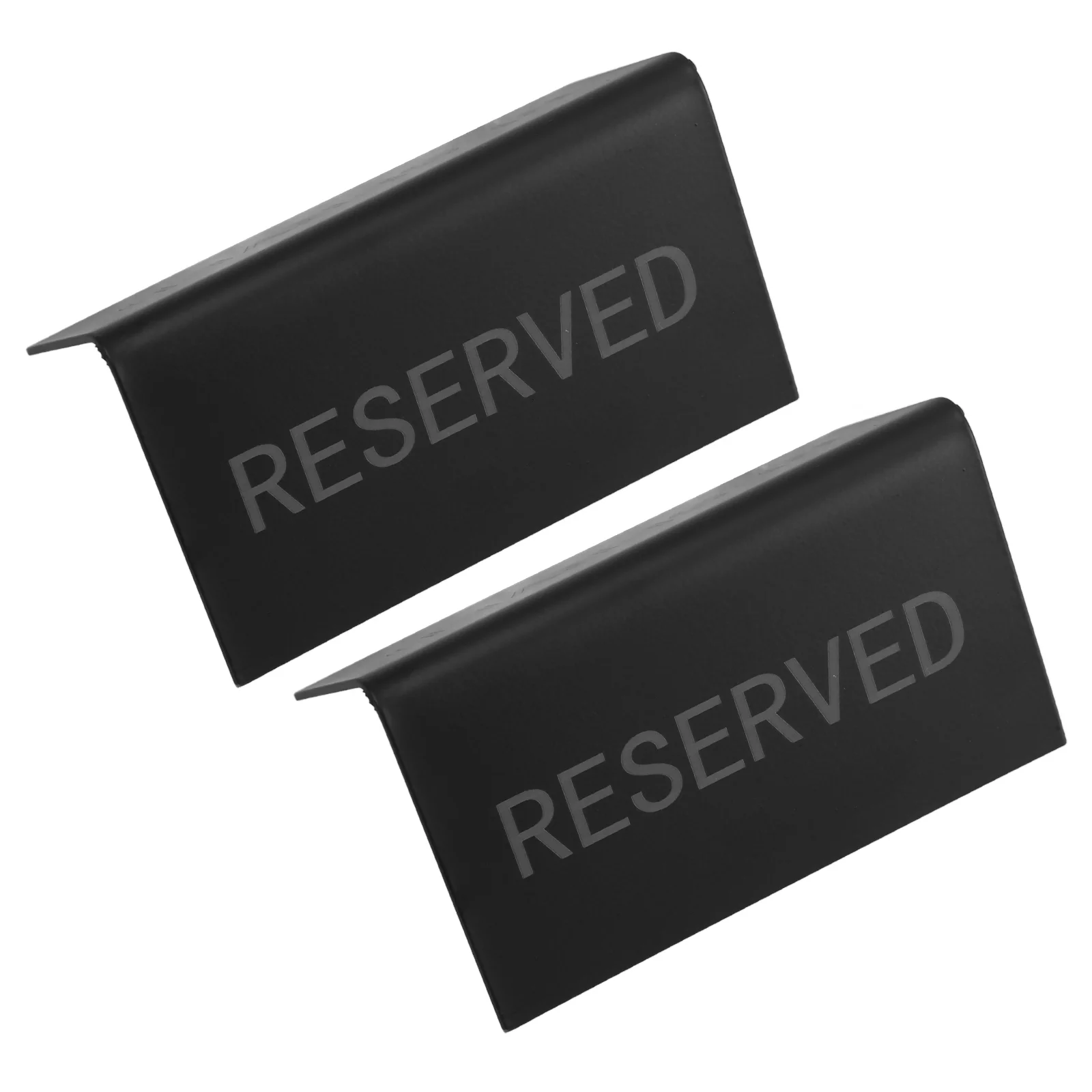 

2 Pcs Space Reservation Sign Reserved Tables Signs Metal Tips Guest Tents Conference Seat Black Large Banquet