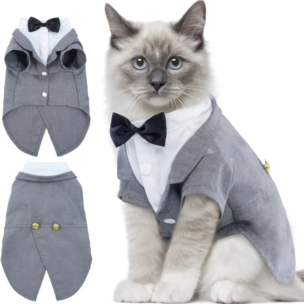 

Cat Shirt Vest Clothing Cat Birthday Tailcoat Clothes Formal Attire Small Shirt Pet Clothes Wedding Birthday Cat Vest