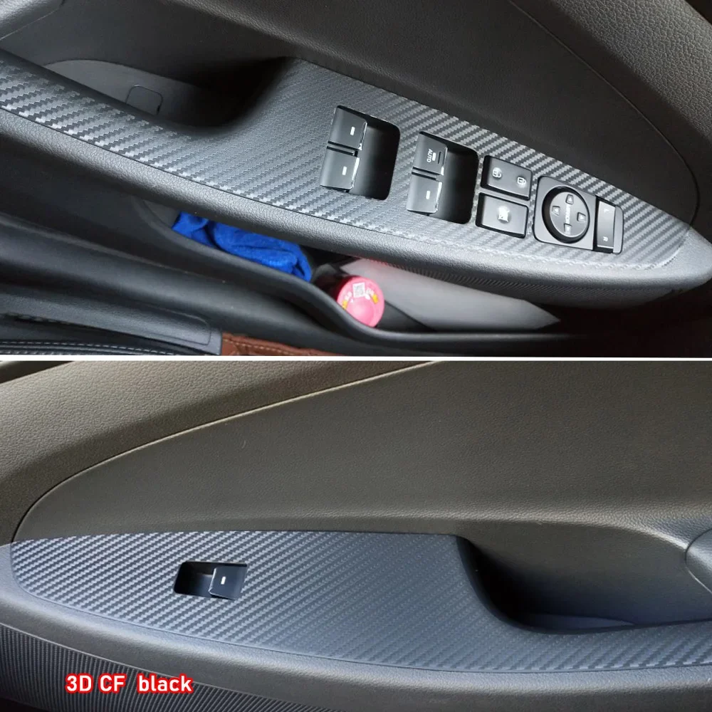 Car Styling Black Carbon Decal Car Window Lift Button Switch Panel Cover Trim Sticker 4 Pcs/Set For Hyundai Tucson 2015-2018