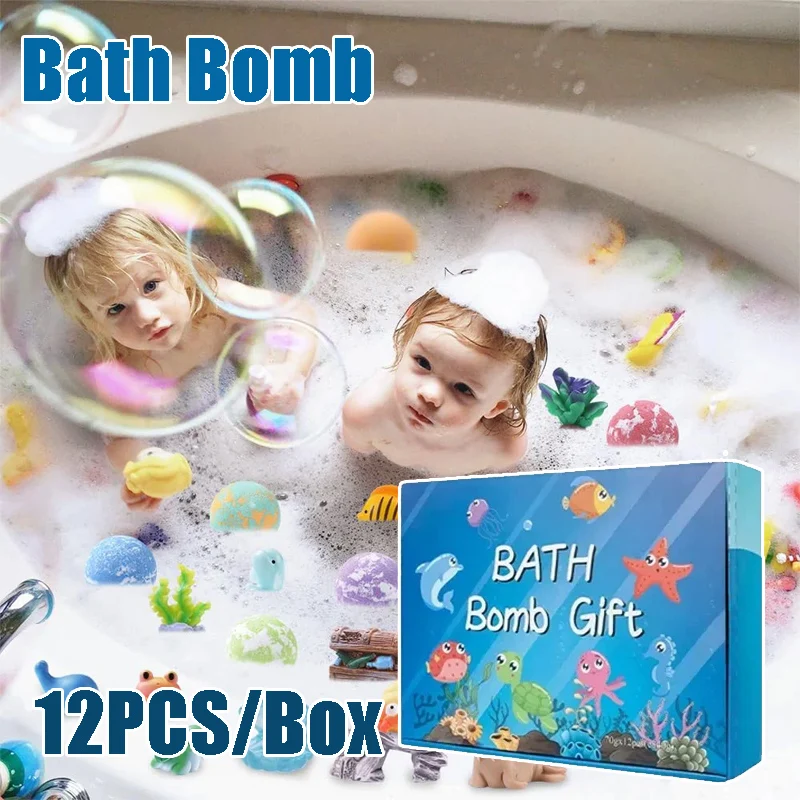 

Organic Bath Salts for Kids with 12 Surprise Ocean Toys Safe Bubble Bath Fizzies Fun Educational Bathtime Gift for Boys Girls