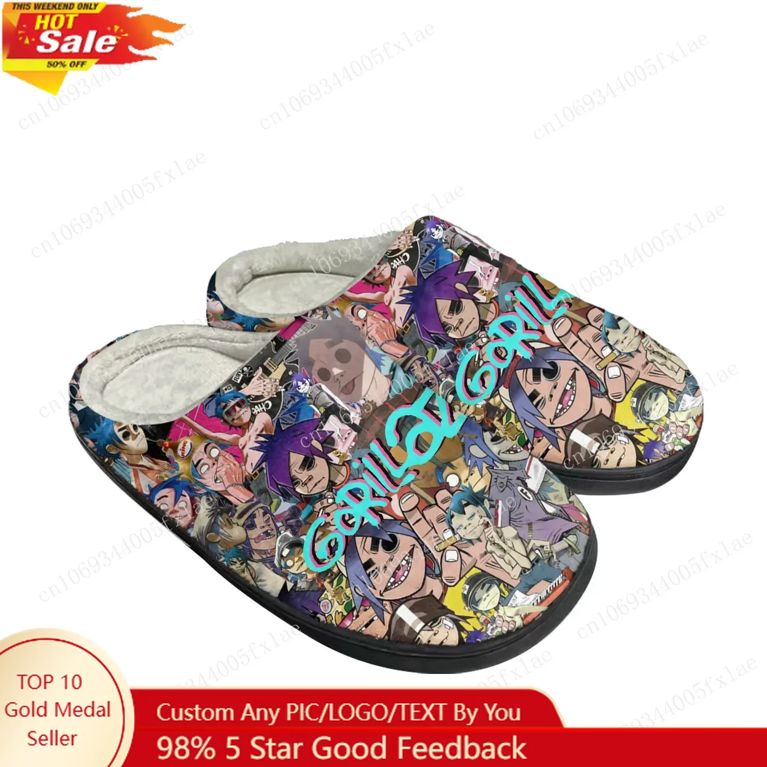 

Домашние хлопковые тапочки Gorillaz, мужские и женские молодежные плюшевые тапочки для мальчиков и девочек, теплая обувь для спальни, термотапочки по индивидуальному заказу