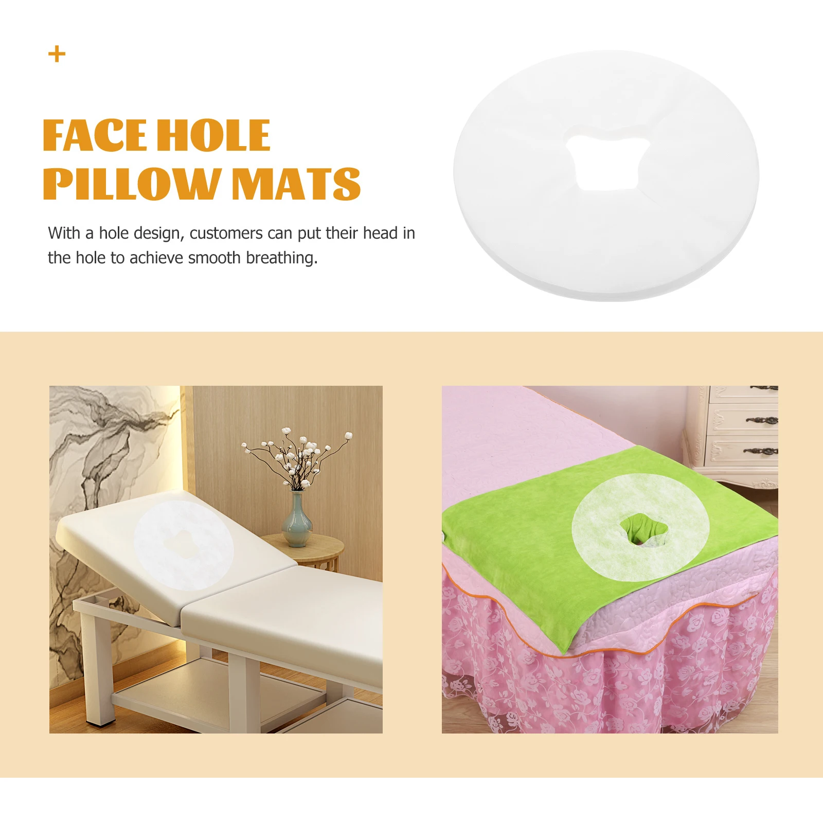 

100 шт. нетканые одноразовые массажные наволочки с отверстиями для лица, гигиенические мягкие удобные массажные простыни для спа-салона для лица