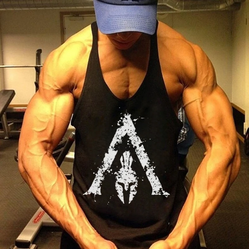 

Gym Sleeveless Men's Bodybuilding Stringer - Cotton Print Tank, Summer Fitness Workout Vest
