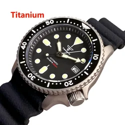 Tandorio 41mm NH36 Titanium Black Dial Automatic 200M Diving Men Watch vetro zaffiro 3.8 in punto data Rubber Ceramic Bezel Lume