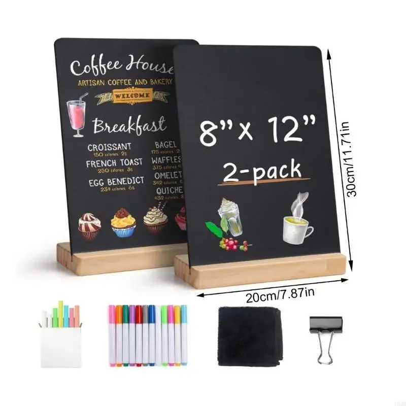 علامة كلمات السبورة مقاس 8 × 12 بوصة مع مجموعة حامل خشبي على الوجهين لوحة قائمة رسائل قابلة للمسح للرسائل الإبداعية JOMD