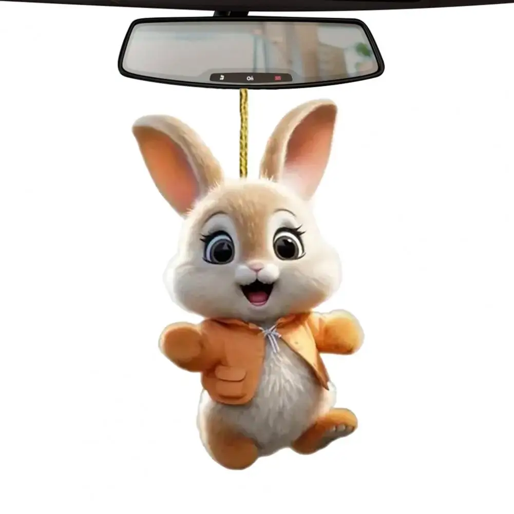 

Acrylic Car Hanging Ornament Cute Bunny Christmas Ornaments Adorable Tree Decorations with Little Rabbit Pattern for Rearview