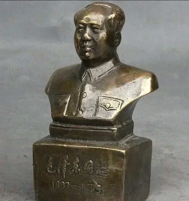 Statue de buste de 4 pouces du grand homme politique chinois Mao Zedong en bronze