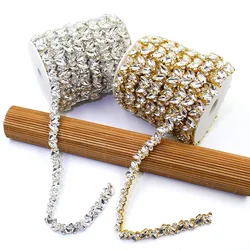 1Yard A Rhinestone kształt liścia koralik pazur łańcuch wykończenia gumowa koronka na szycie, wesele pokrowiec na sukienkę Cap buty Craft Diy