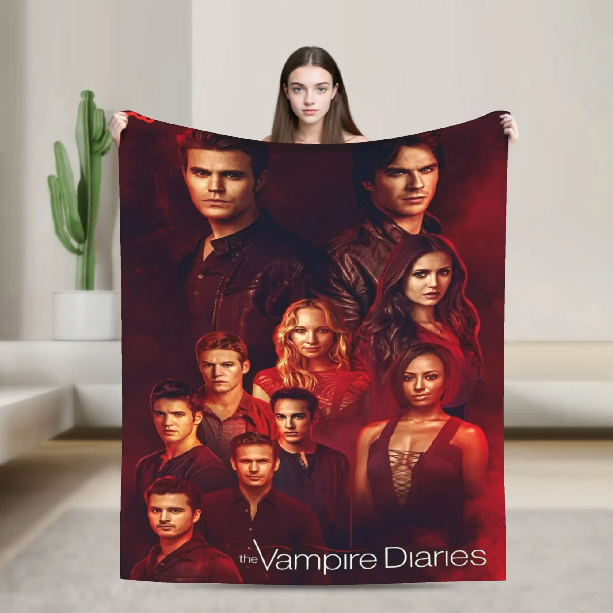 The Vampire Diaries Horror Movie Throw Blanket for Couch  Fuzzy Soft Plush Blanket Multiple Sizes Bedspread for All Seasons