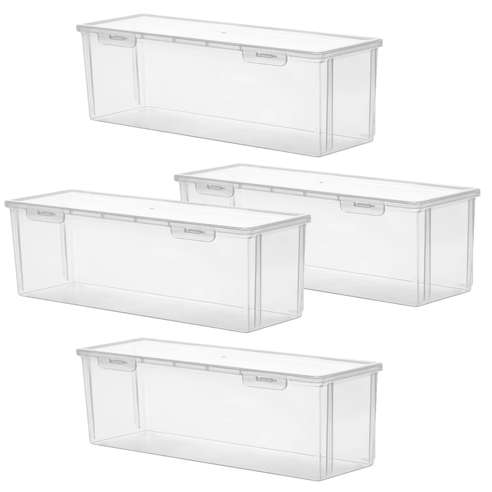 

4pcs Sealed Food Storage Containers Transparent Kitchen Canister for Spaghetti Beans Flour Grains Airtight Plastic Boxes Stable