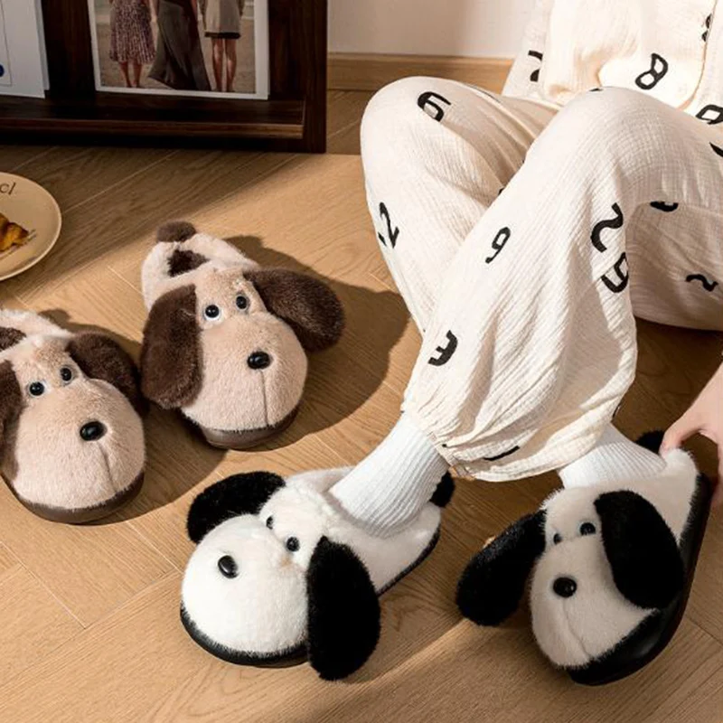 لطيف جرو فروي سميكة القاع شبشب منزل الأطفال 2025 شتاء دافئ أفخم عدم الانزلاق النعال المنزل الأطفال الكرتون الشرائح #5