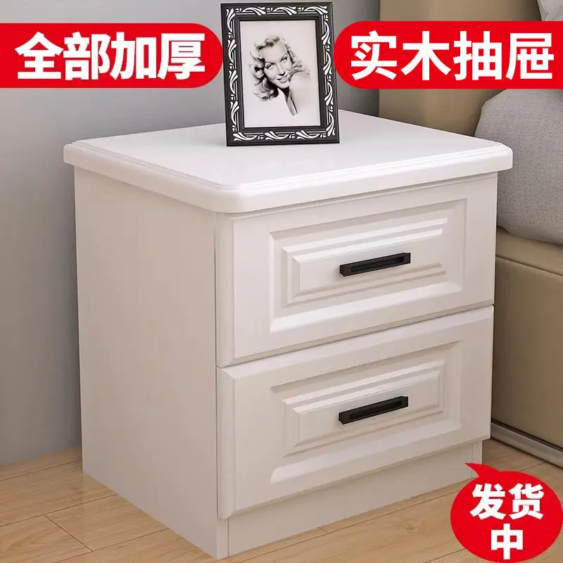 

Bedside tables are simple and modern, white bedroom storage cabinets, Nordic light