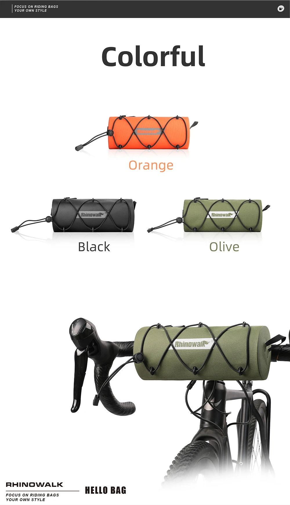 Rhino walk Fahrrad lenker tasche 1,9 l wasserdichte Bick Front Tube Bag Outdoor Rennrad Packt asche neu – Detail 4