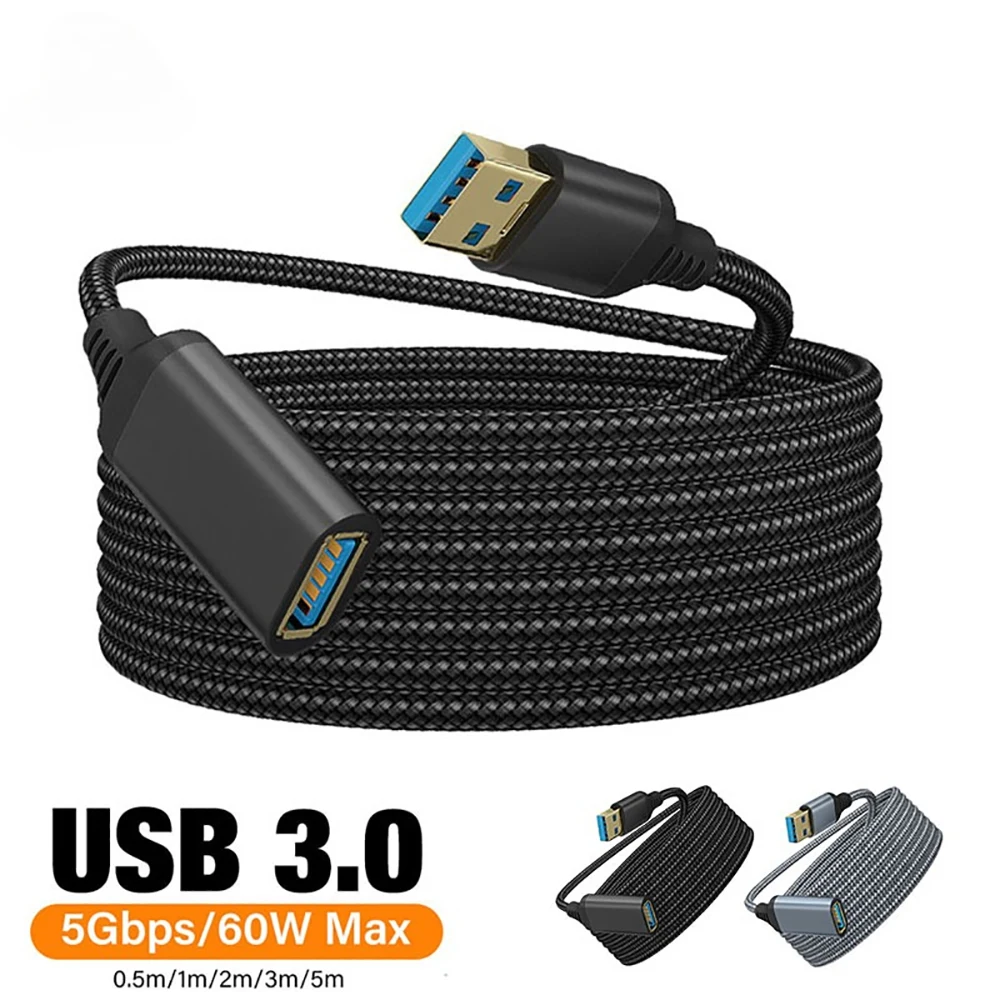 

USB 3.0 Nylon Braided 0.5/1/2/3/5m Male-To-Female High Speed Transmission Data Cable For Computer Camera Printer Extension Cable