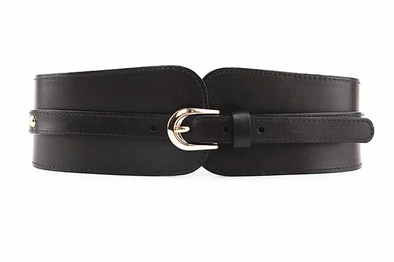 Women's Vintage First Layer Cowhide Leather High Quality Belt with Skirt Coat Elastic Belt