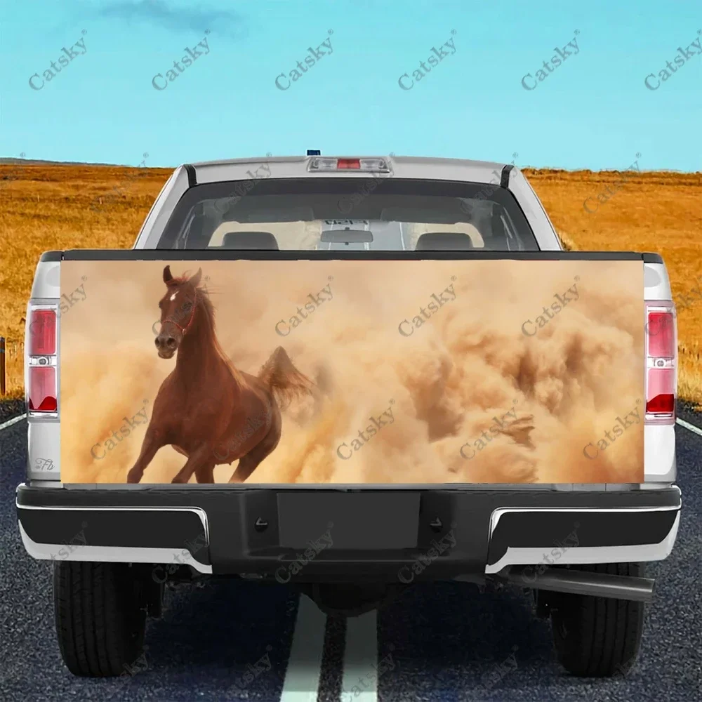 Custom Desert Galloping Horse Car Tail Trunk Protect Vinly Wrap Sticker Decal Car Hood Decor Sticker for SUV Off-road Pickup