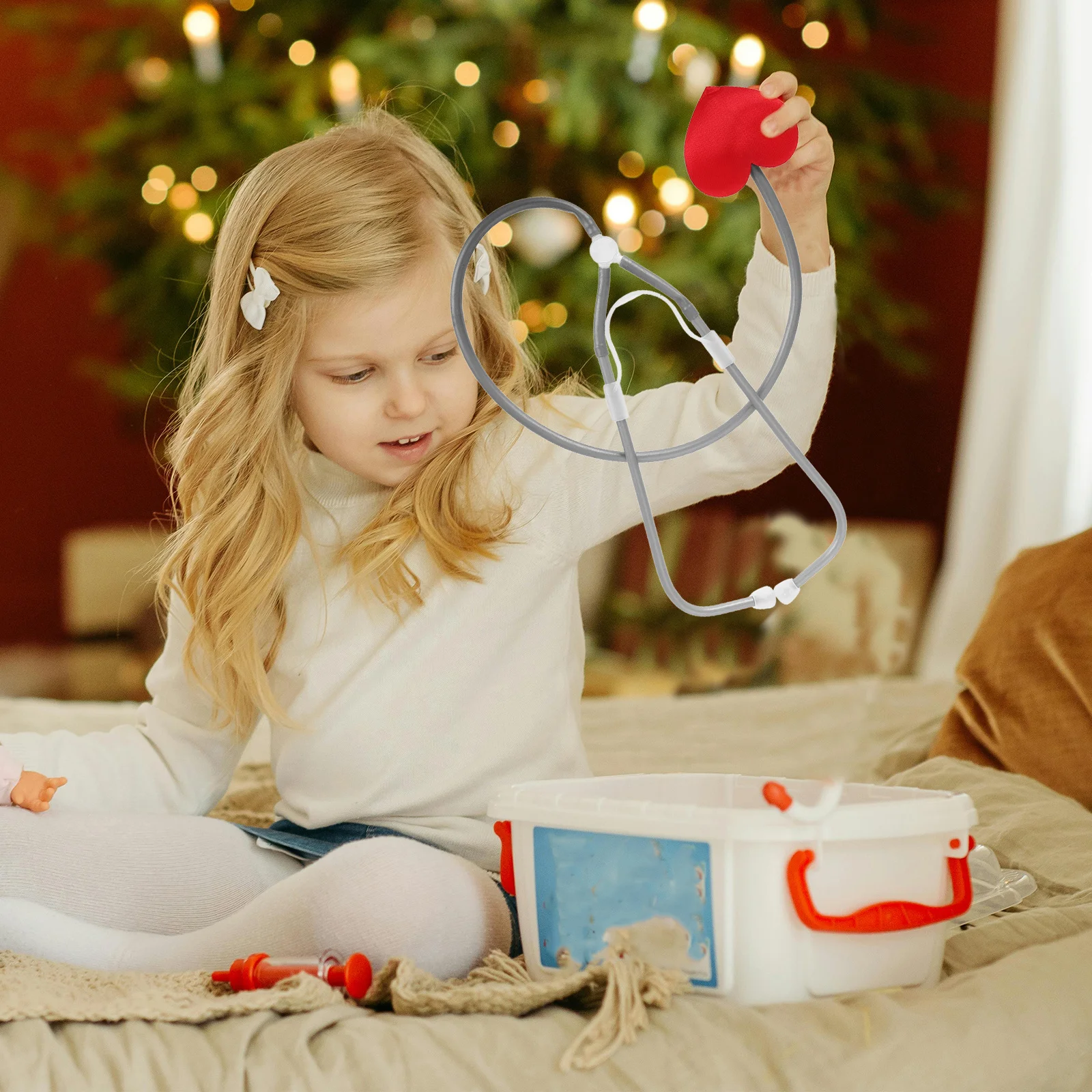 Stetoskop dla dzieci, prawdziwie działający, zabawka do odgrywania ról pielęgniarki lub lekarza, akcesorium na Halloween dla maluchów, zabawki stetoskopowe.