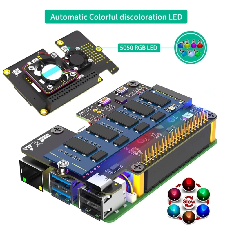 652F NVME naar PCIE-uitbreidingskaart Efficiënte NVME PCIExpress-converter met twee koelventilatoren Efficiënte warmteafvoer