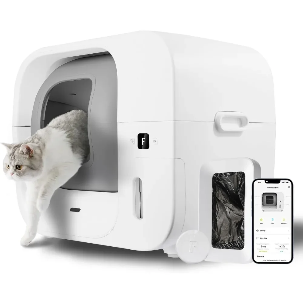 True Odor-Free Self Cleaning and Packing Litter Box, Automatic Cat Litter Box with Self-Pack and Refill System, APP Control