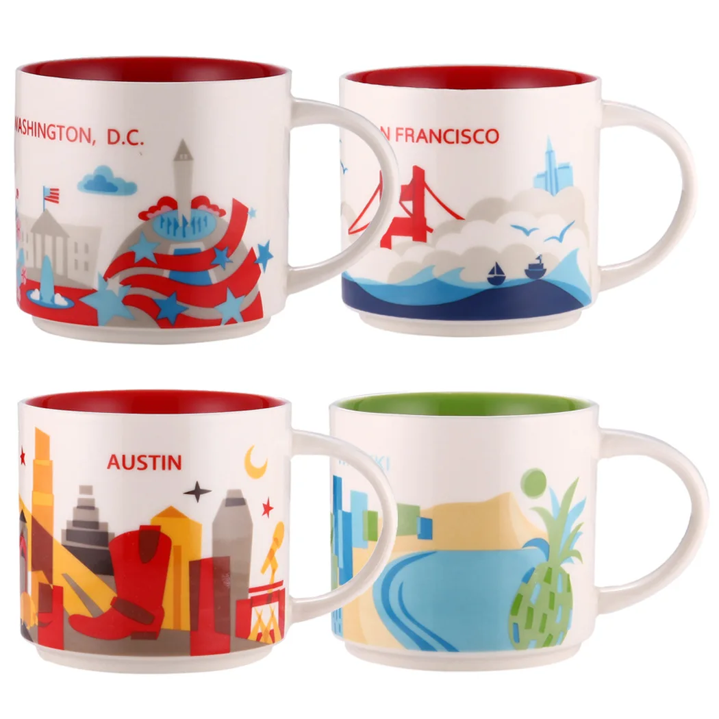 Ceramic Coffee Mug, American and Europe, New York, Los Angeles, Milk Cup, Beautiful Gifts, Party Return Gifts, 400ml