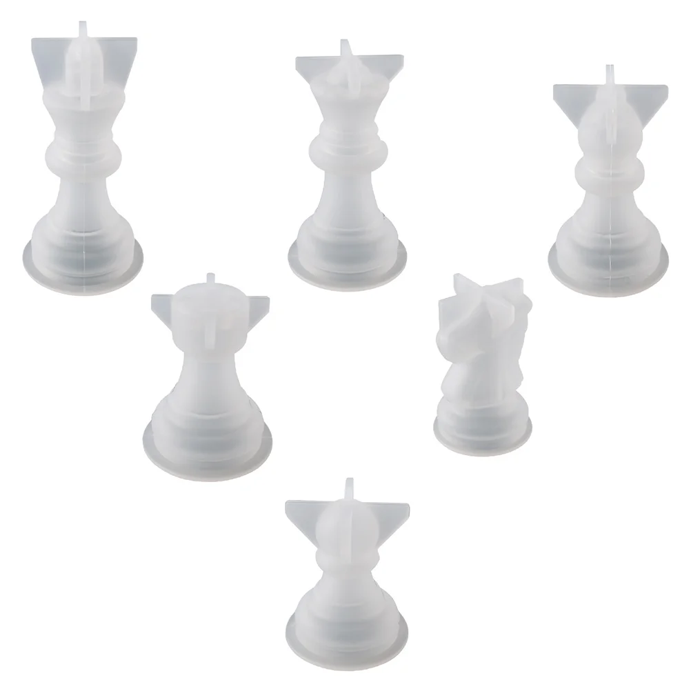 6 Pcs Chocolate Chess Mold Tabletop Decor Silica Gel Round Soap Molds Crystal Epoxy