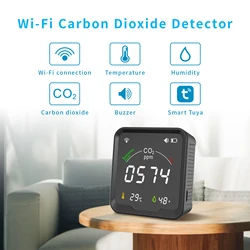 Protmex Tuya WiFi CO2 Meter and Temperature Humidity Monitor Carbon Dioxide Detector Greenhouse CO2 Sensor with Light Indication