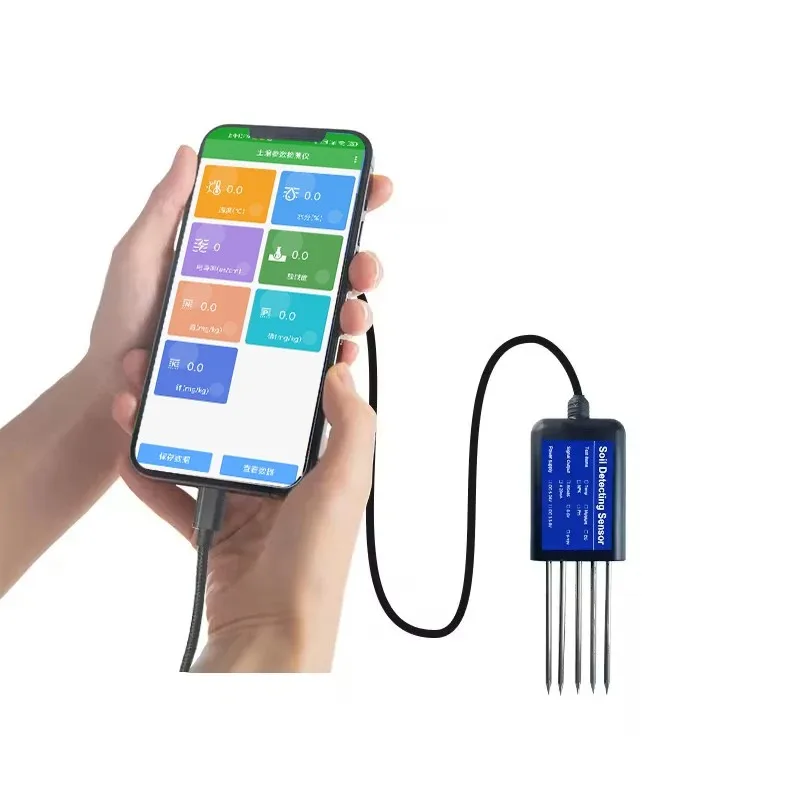 7-in-1 Soil Tester Temperature Humidity Sensor Transmitter Greenhouse Agriculture RS485 Moisture Conductivity EC NPK PH Detector