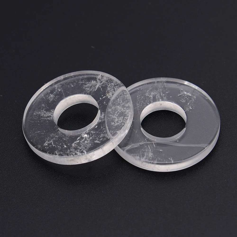 

APDGG 4 Pcs 25mm Natural Clear Rock Quartz Big Circle Charms Pendant Beads Jewelry Making DIY