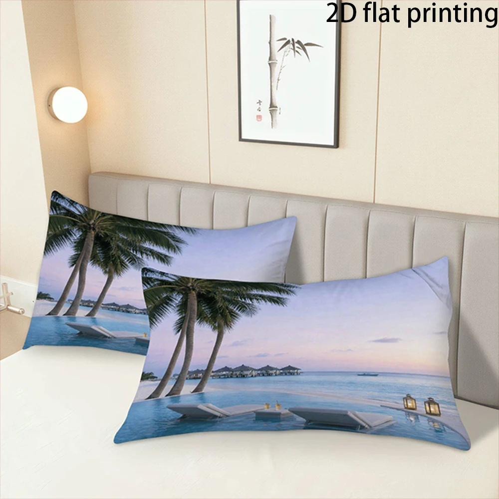 Two-piece suit Palm Tree Beach Pillowcases , Used for sofas, chairs, cars, decorative cushion covers, pillowcases.