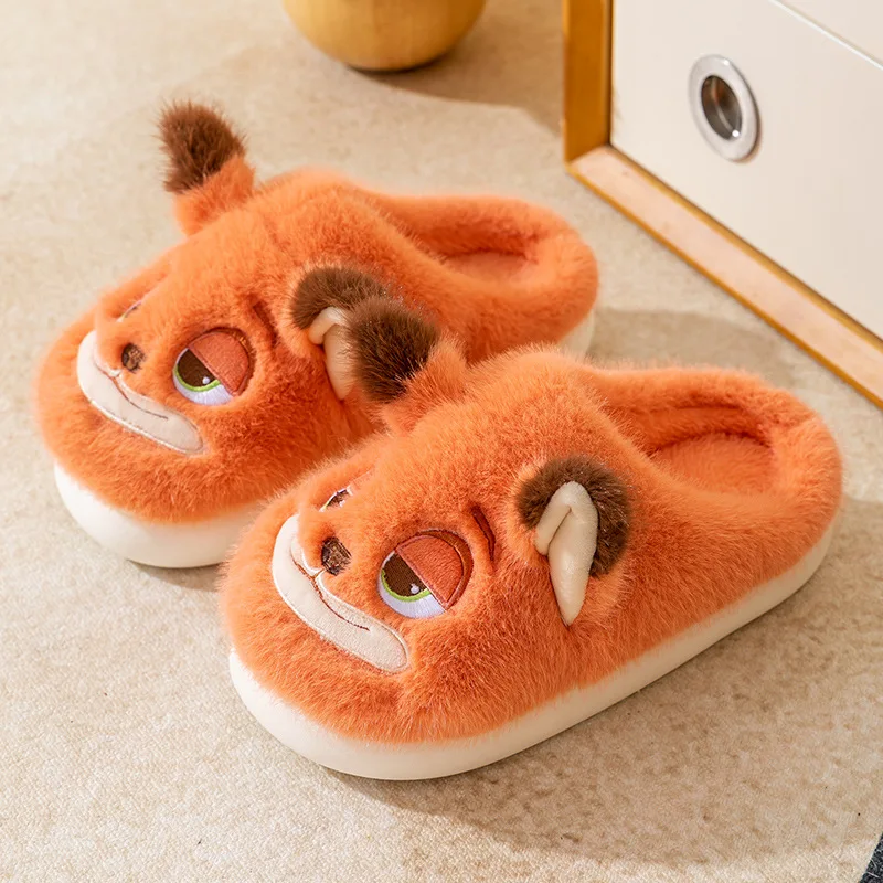 Disney Judy Marie Girls Cotton Slippers Soft Winter Warmer Indoor Warmth Preservation Non Slip Bedroom Children\'s Plush Shoes