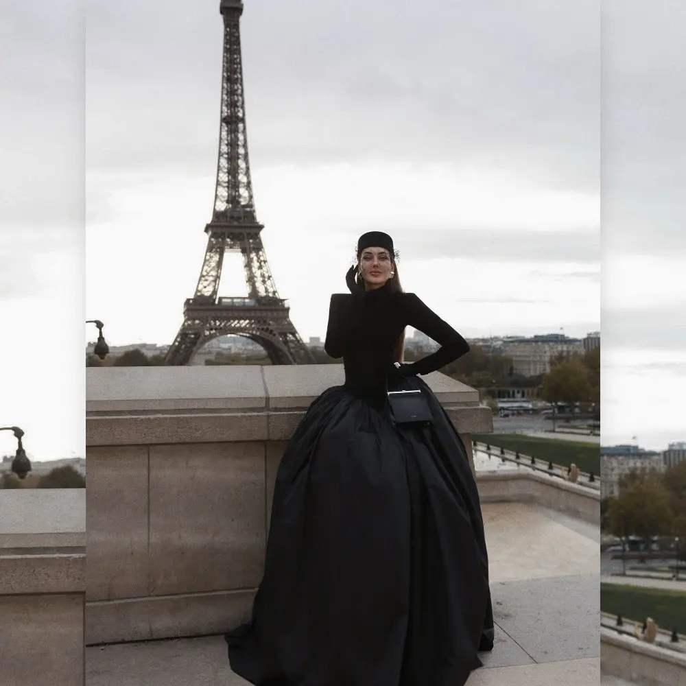 

Elegant Black Ballgown A‑Line Maxi Skirt – High‑Waist Satin/Taffeta Evening Outfits Formal Party & Wedding Skirt Raw‑Hem 2026