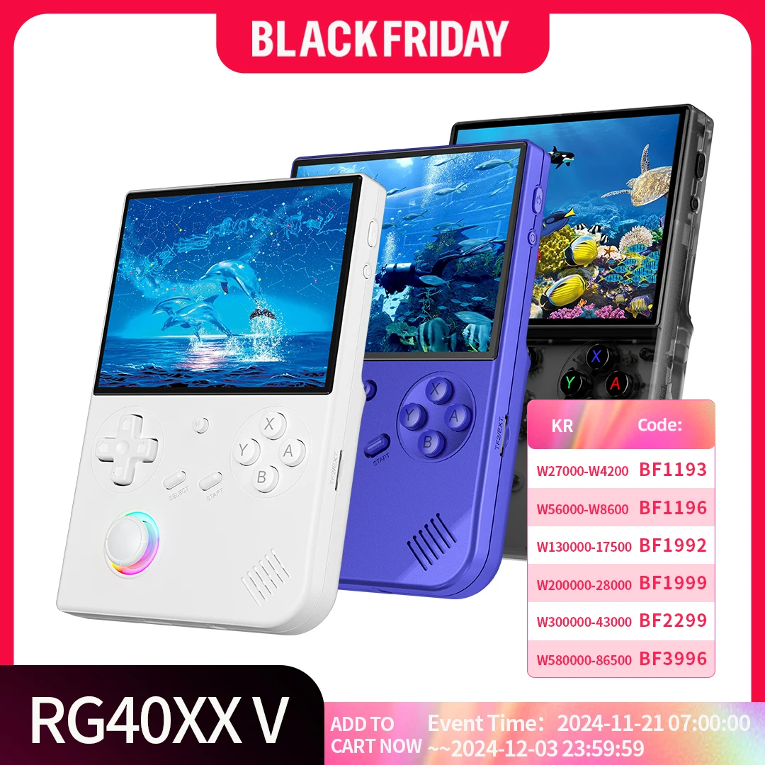 ANBERNIC RG 40XXV RG40XXV 휴대용 게임 콘솔, 리눅스 64 비트, 4 인치 IPS 스크린, 3200mAh RGB 조이스틱, 와이파이 레트로 비디오 게임 콘솔