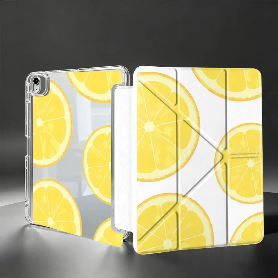 Tablet Case For Samsung Galaxy Tab S9 Plus S10 Lite S8 A11 A9 Plus S7 FE A8 With Pen Slot Cover Lovely Lemon Pattern