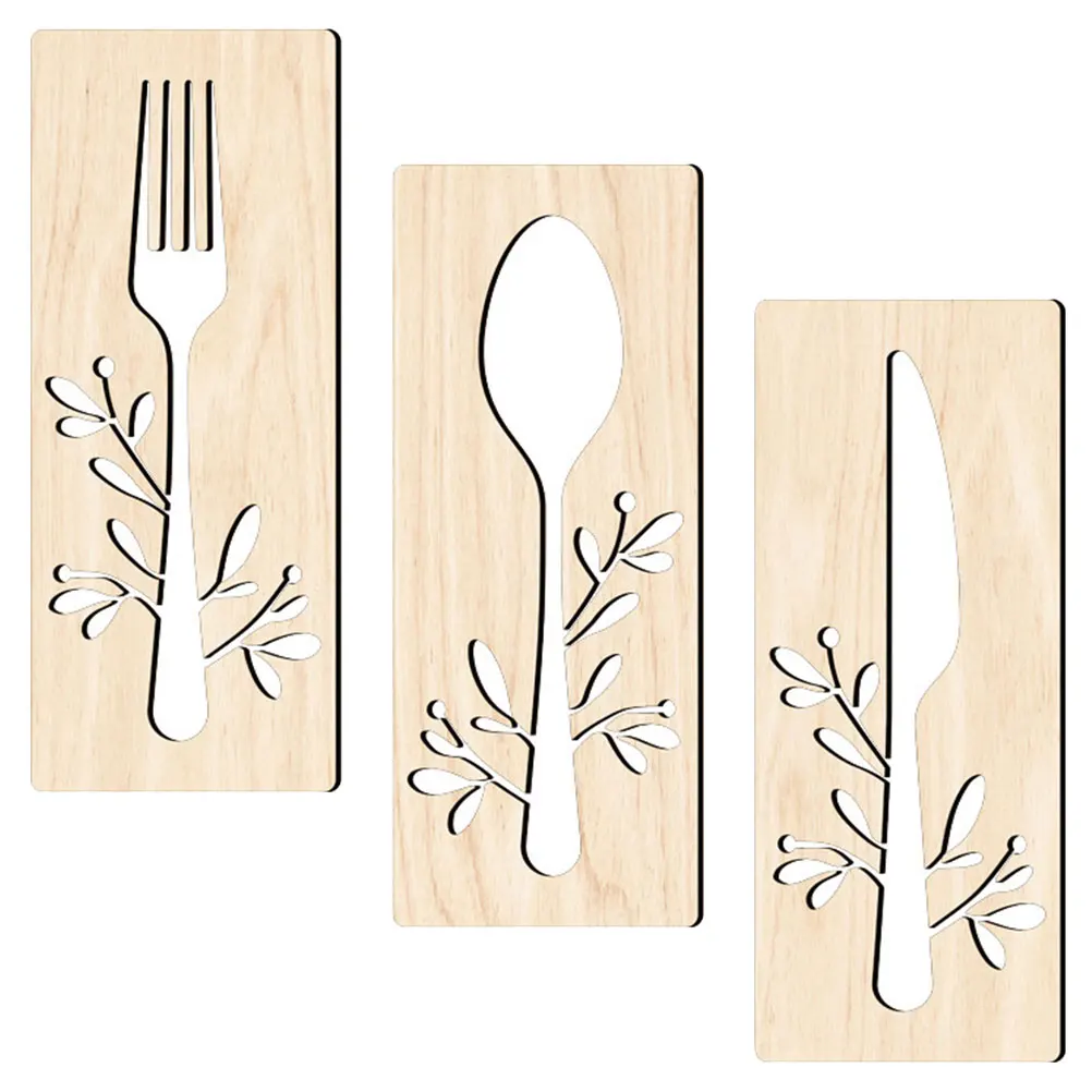 

Restaurant Wood Wall Sign Dining Room Decor Spoon Fork Cutout Decoration