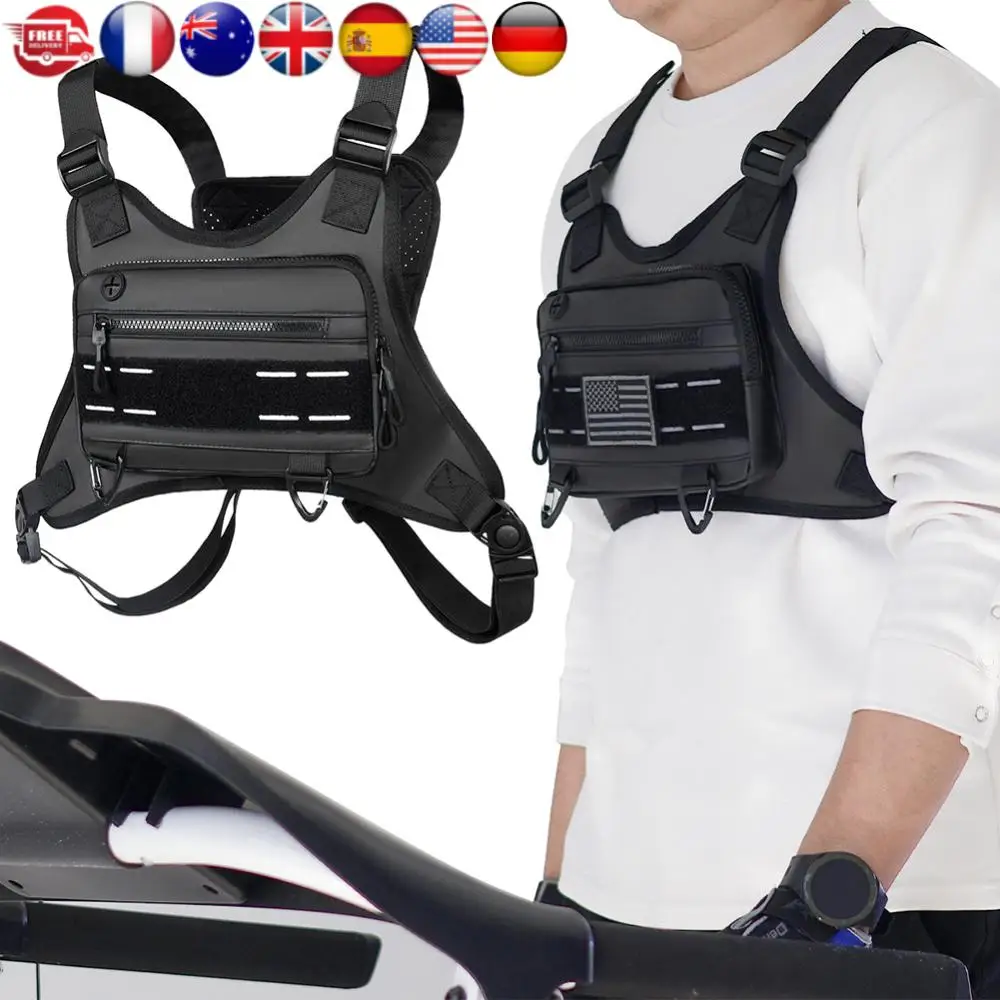 

Unisex Tactical Shoulder Backpack with Adjustable Straps Lightweight Front Vest Bag Large Capacity Hip Hop Streetwear