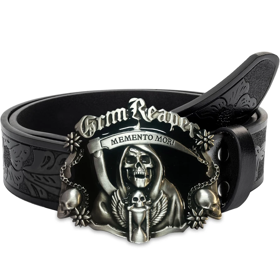 

Мужской джинсовый ремень в стиле вестерн, ремень в стиле ретро, голова призрака, серп, пряжка ремня в стиле хип-хоп, индивидуальный ретро-стиль, унисекс, одинаковые джинсы/повседневные p