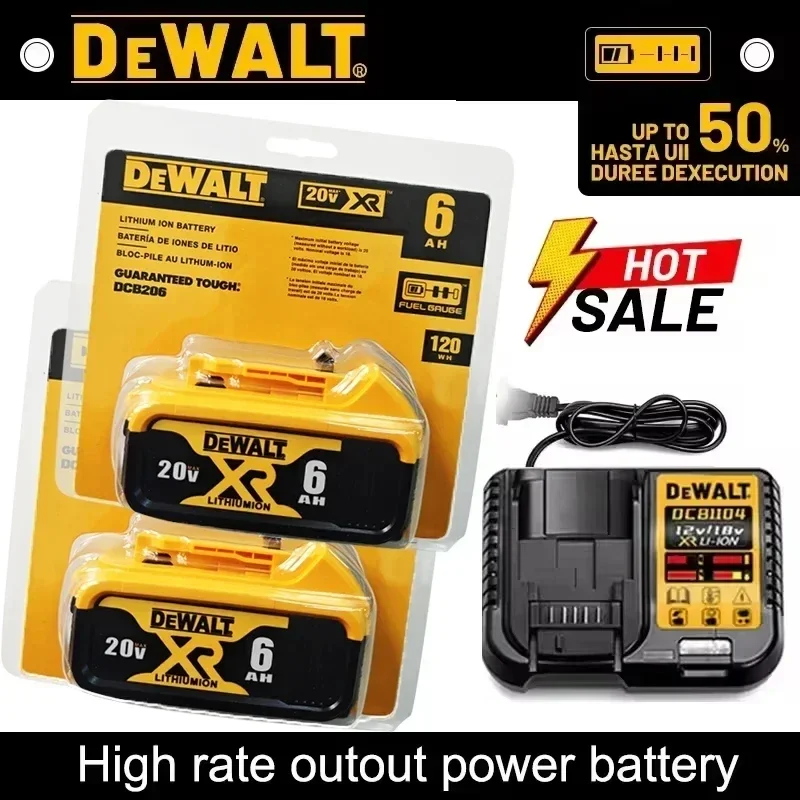 100% Genuine Dewalt 20V 6AH Battery, Rechargeable Lithium Ion Battery, Dewalt DCB200DCBL722/DCL050/DCF850Power Tool Replacement