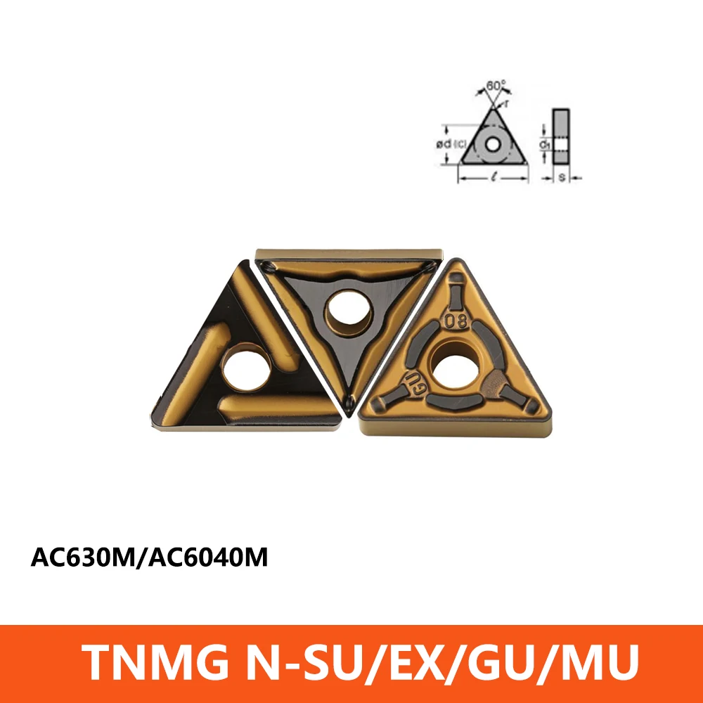 Original TNMG 160404 TNMG160404 TNMG160408 TNMG160412 N-SU-EX-GU-MU AC630M Carbide Inserts TNMG160408L-HM CNC Lathe Cutter Tools