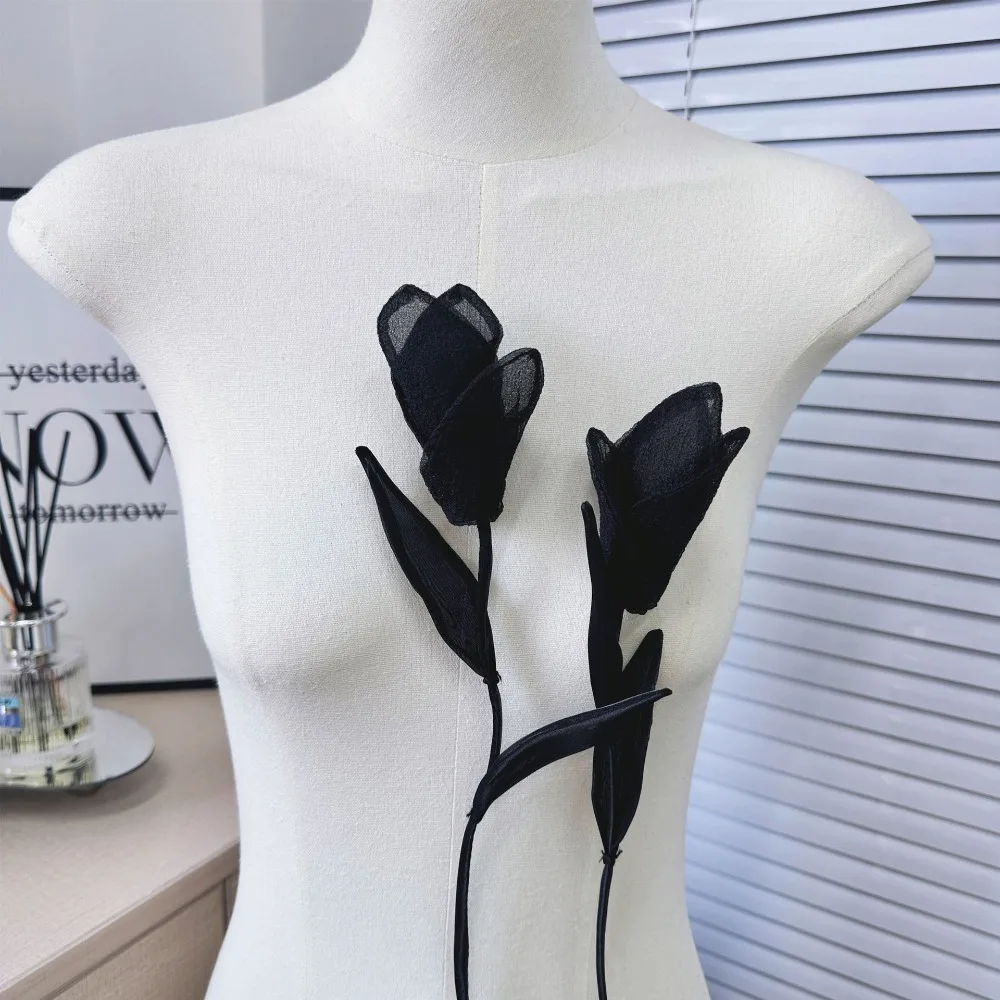 オーガンザ無地アクセサリー、取り外し可能な花の形、DIY、シミュレーション