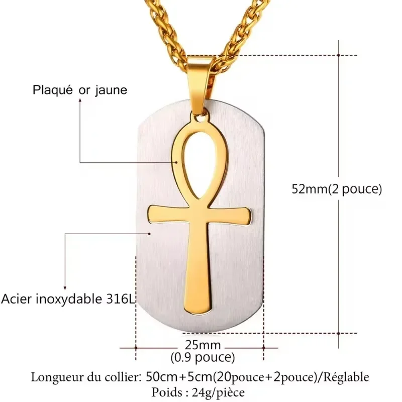 Stainless Steel Ankh Cross Necklace for Men Gold Color Trend Punk Women Glamour Jewelry Symbol of Life Cross Necklaces Gifts