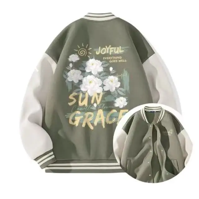 جاكيت بيسبول كاجوال للرجال ربيع وخريف 2025 تصميم جديد من نسيج البوليستر شبابي شعبي فضفاض بأكمام طويلة وإغلاق بسحاب #4