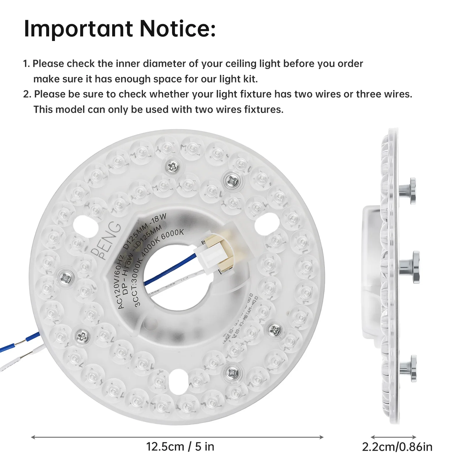 3CCT Dimmable Ceiling Fan Light Retrofit Kit Round LED Replacement Panel Module Flicker Free 3000K 4000K 6000K Fan LED Light Kit
