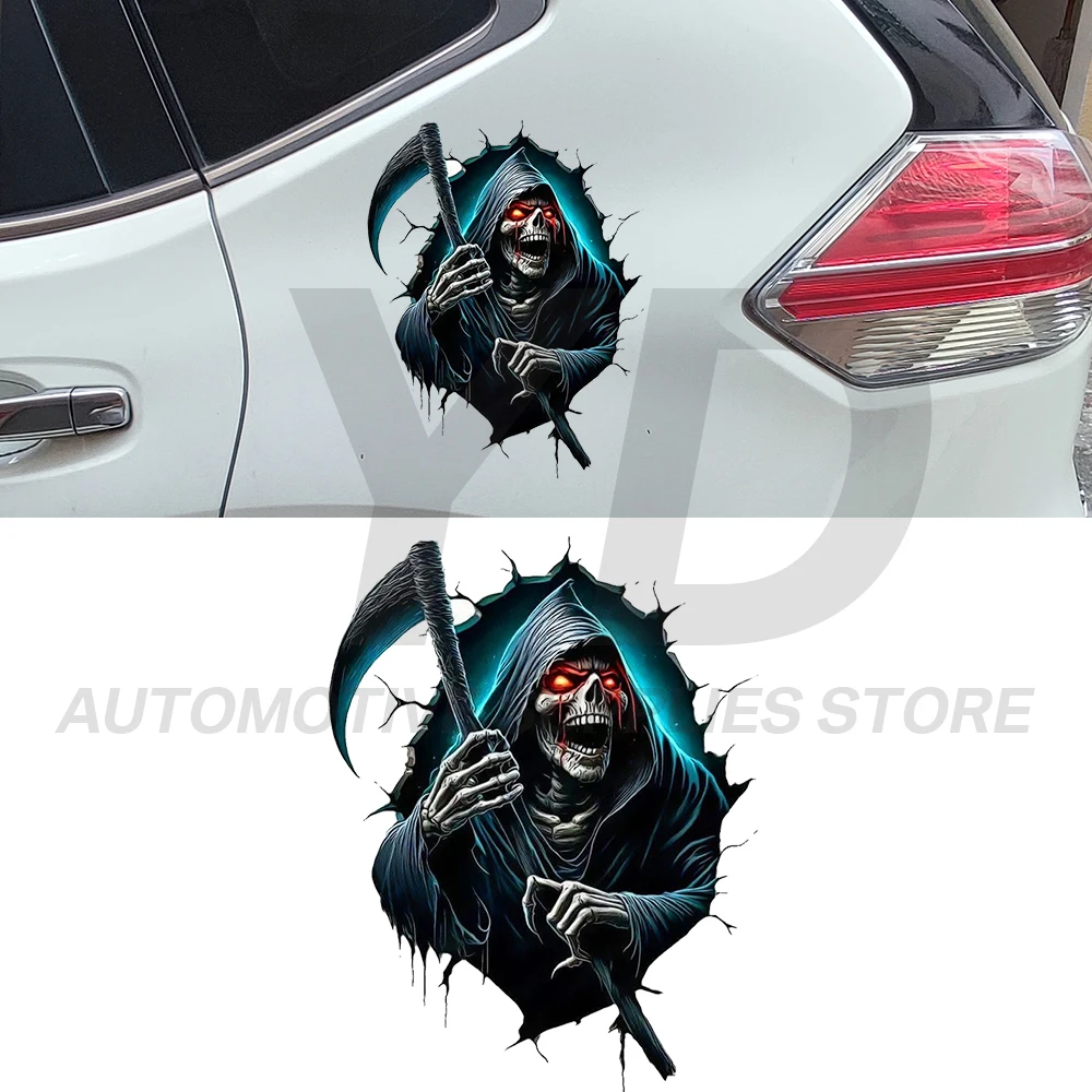 3D Grim Reaper Car Sticker Scary Death Skull Skeleton Decals Waterproof Vinyl Auto Body Window Laptop Decor Motorcycle Styling