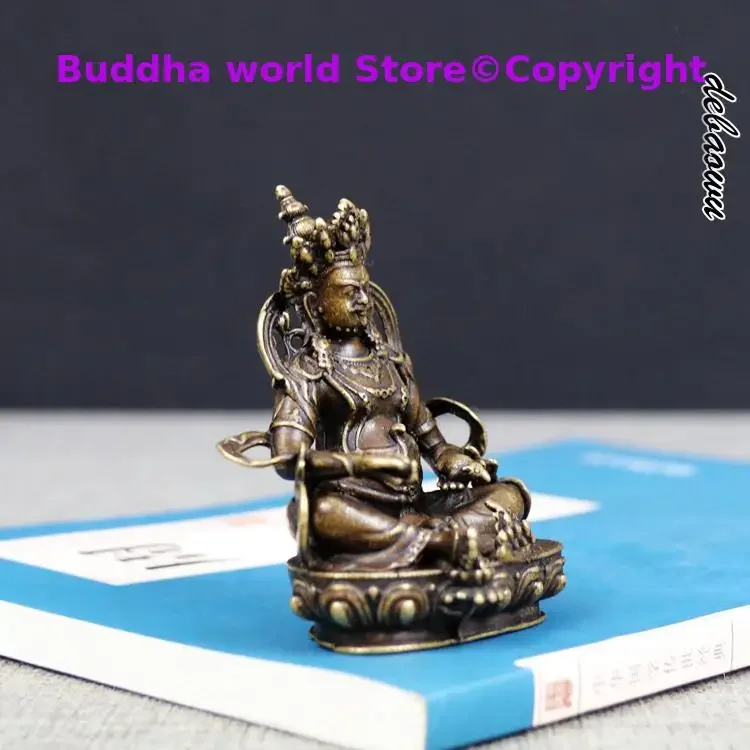 GOOD Buddhist Amulet Greco-Buddhist pocket travel talisman GOOD LUCK Yellow Jambhala God of Wealth Temple Buddha brass statue