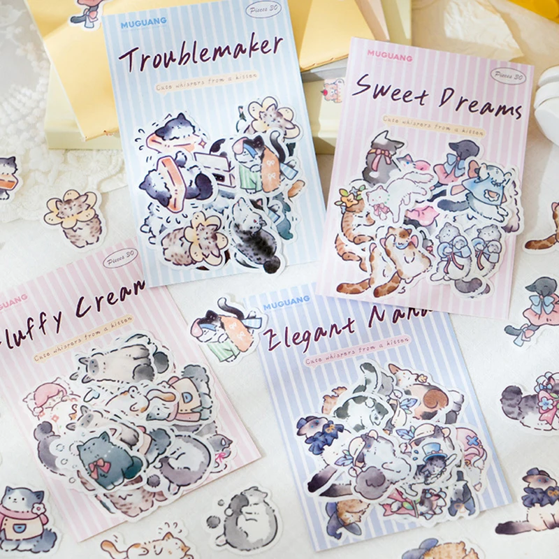 30 vellen/pak Leuke Cartoon Washi Te Olie Sticker Pack Voor DIY Telefoon Case Handboek Kalender Bril Laptop Decoratie