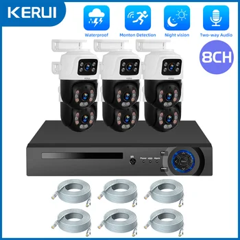 Kerui  6MP กล้องวงจรปิดสำหรับ H.265วิดีโอความปลอดภัยในบ้านเลนส์คู่ระบบ8CH HD เต็มรูปแบบ POE NVR สำหรับรัสเซีย