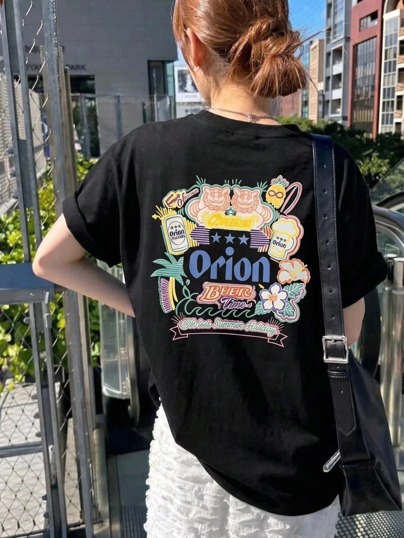 Weißes Kurzarm-T-Shirt mit Orion-Bier-Logo-Druck, lässige modische Kleidung für Herren – Detail 6