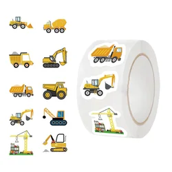 500PCS Cartoon Truck Paper Labels Thank You Sticker Sealing Decoration Scrapbooking Stationery Hand Accounting Supplies for Kids