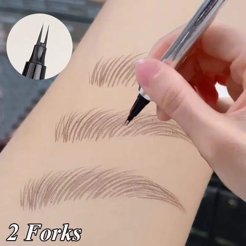 2 Forks Natural Liquid Eyebrow Pen Makeup Waterproof Lasting Lower Eyelash Eyeliner Hair Line Pencil Wild Brows Eyes Cosmetics