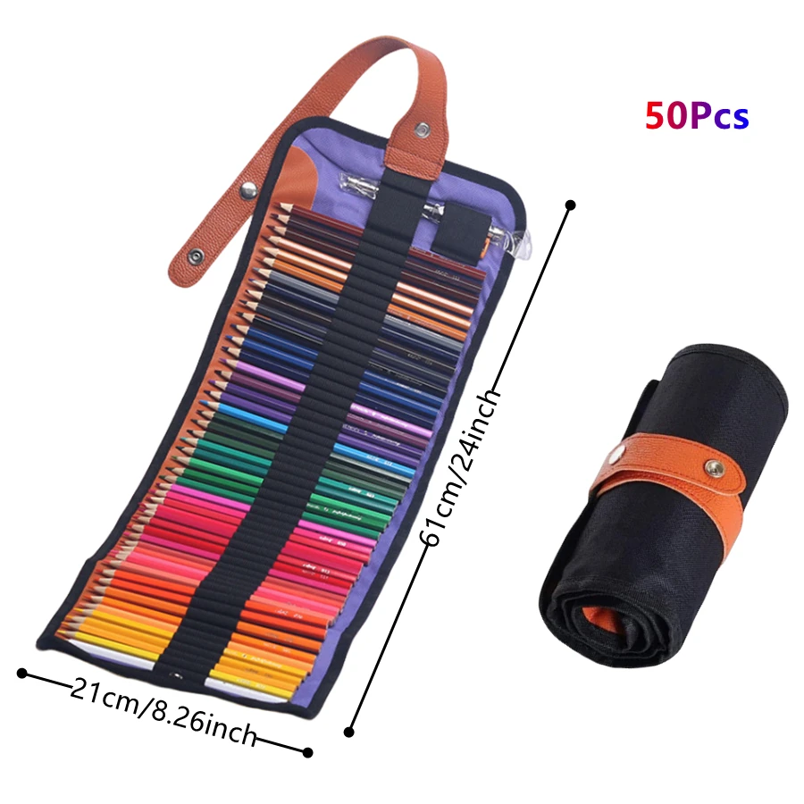Kit Rotolo Portamatite In Tela Con 72 Scomparti – Astuccio Arrotolabile Lavabile Per Artisti E Scuola – Torre Di Ferro Multicolore